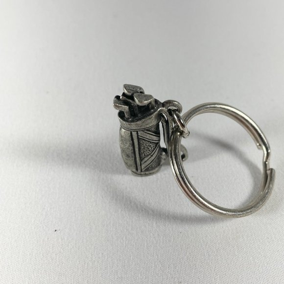 Vintage US Made Highly Detailed PEWTER Charm/Key Holder Golf Bag With Golf Clubs - Picture 5 of 6